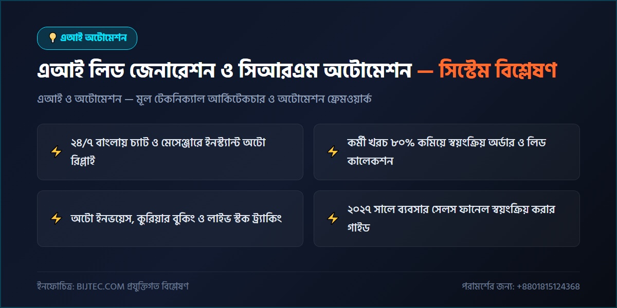 এআই লিড জেনারেশন - প্রযুক্তিগত আর্কিটেকচার ও সিস্টেম রূপরেখা