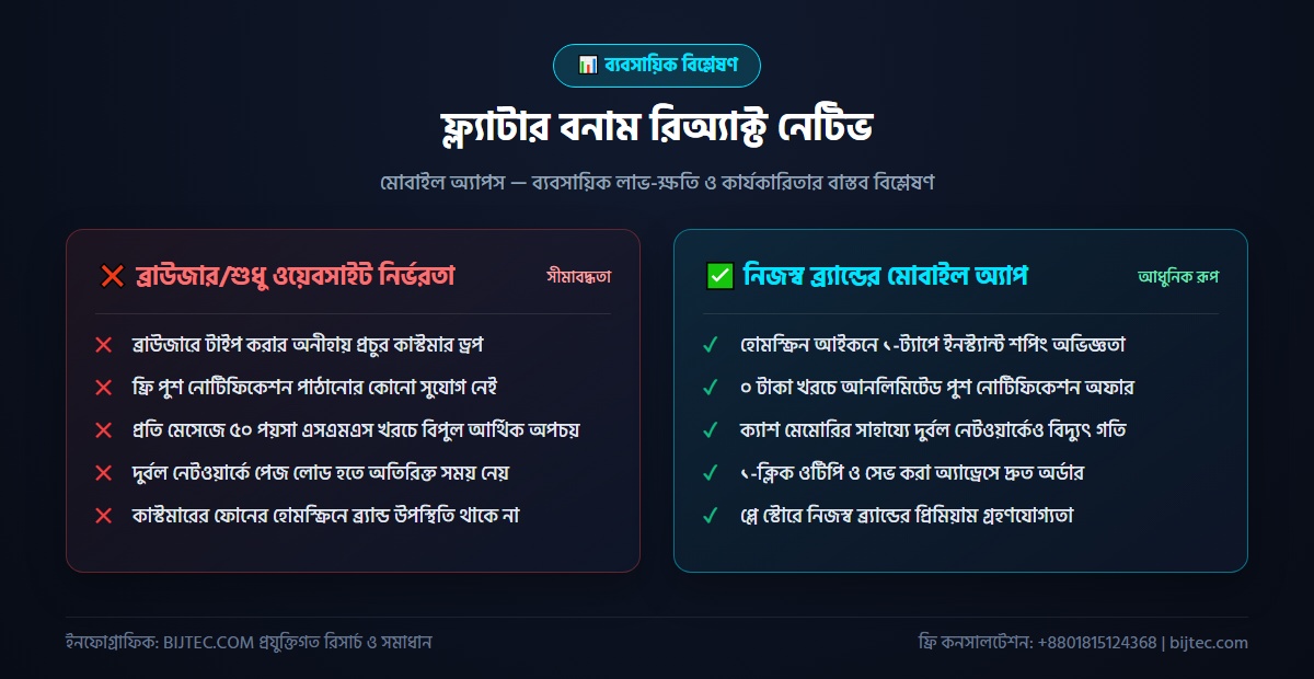 ফ্ল্যাটার বনাম রিঅ্যাক্ট নেটিভ - বাস্তবায়ন ও ফলাফল বিশ্লেষণ